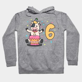 I am 6 with cow - kids birthday 6 years old Hoodie